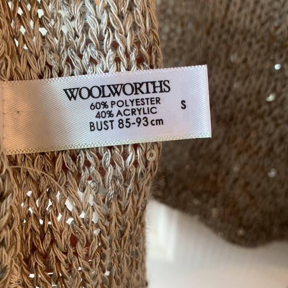 Woolworths Women’s knit sequins cropped Open Front Cardigan Small beige - Picture 4 of 6